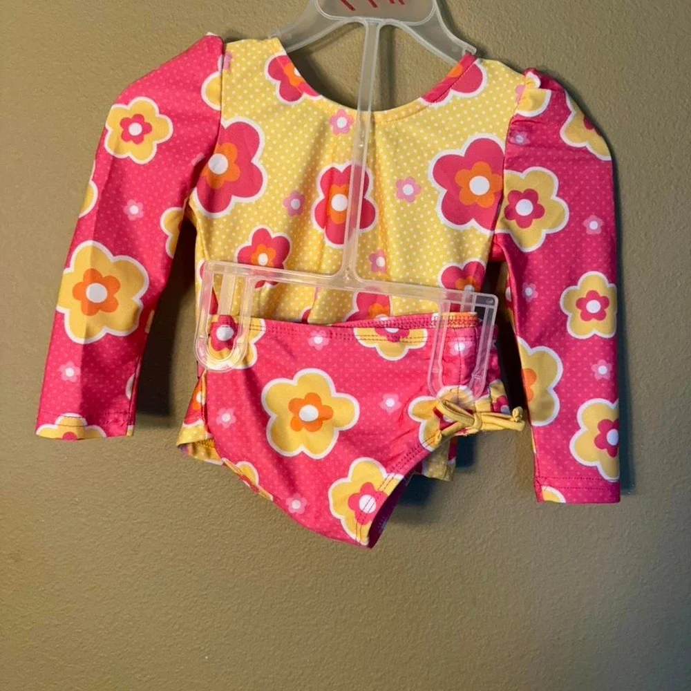 Junior Minnie Mouse Floral Long Sleeve Rash Guard Swimsuit Set 18 Months